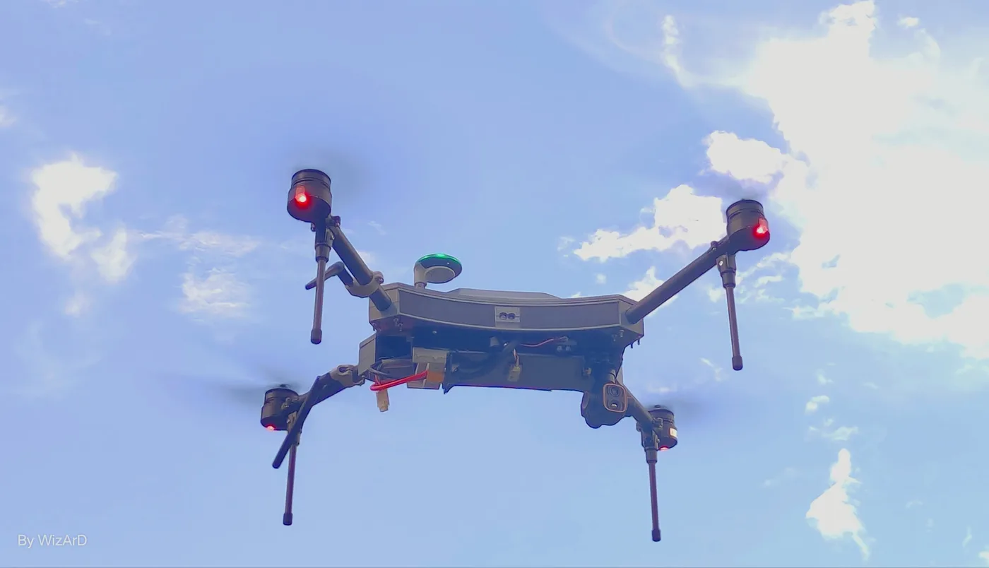 KapYah quadcopter in flight against the sky