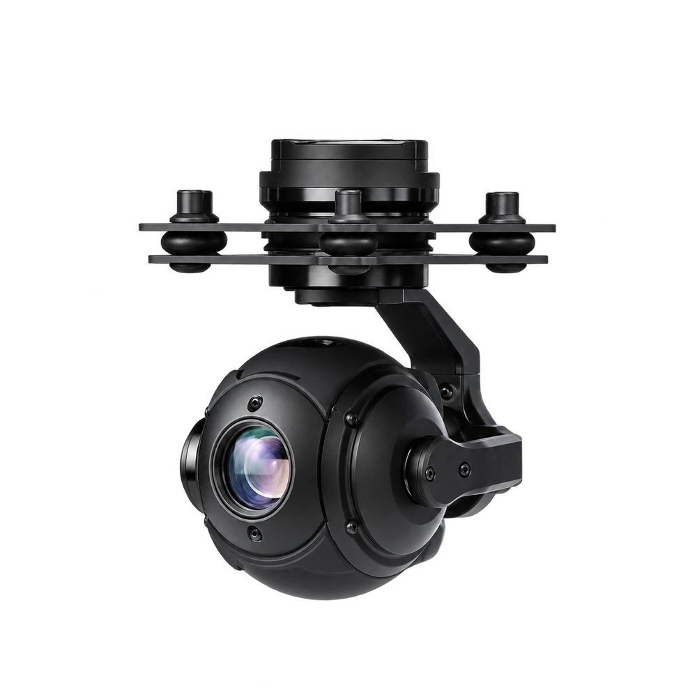 Three-axis camera gimbal with optical zoom