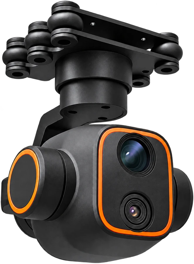 Three-axis dual-sensor gimbal camera