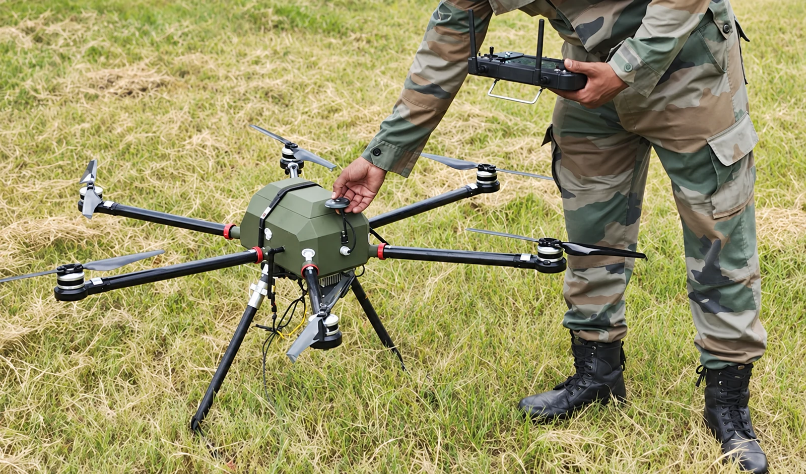 KapYah aircraft being prepared by a field operator in a grass field